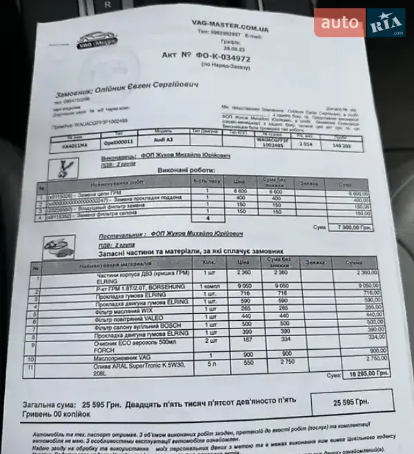 Седан Audi A3 2014 в Києві документ