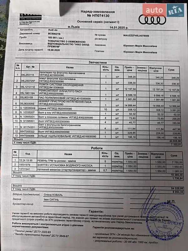 Универсал Audi A4 2020 в Старом Самборе документ