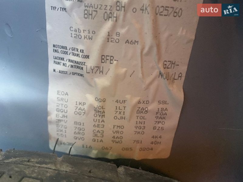 Кабриолет Audi A4 2004 в Житомире