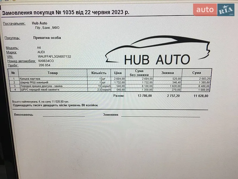Седан Audi A4 2015 в Баришівка документ
