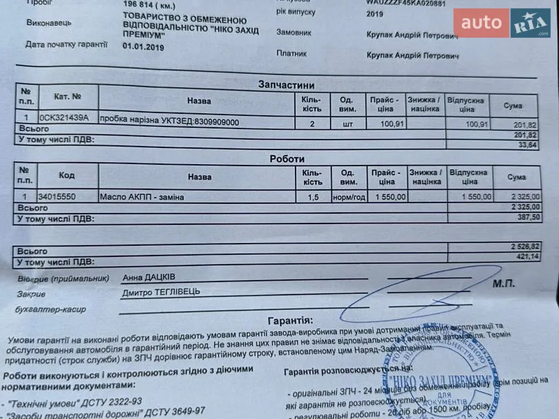 Універсал Audi A4 2018 в Новому Розділі документ