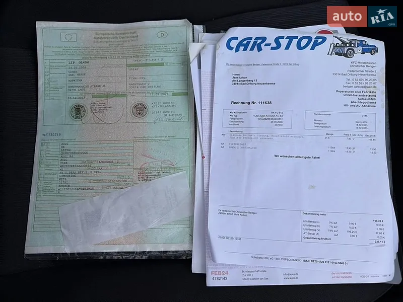 Седан Audi A4 2006 в Вінниці документ