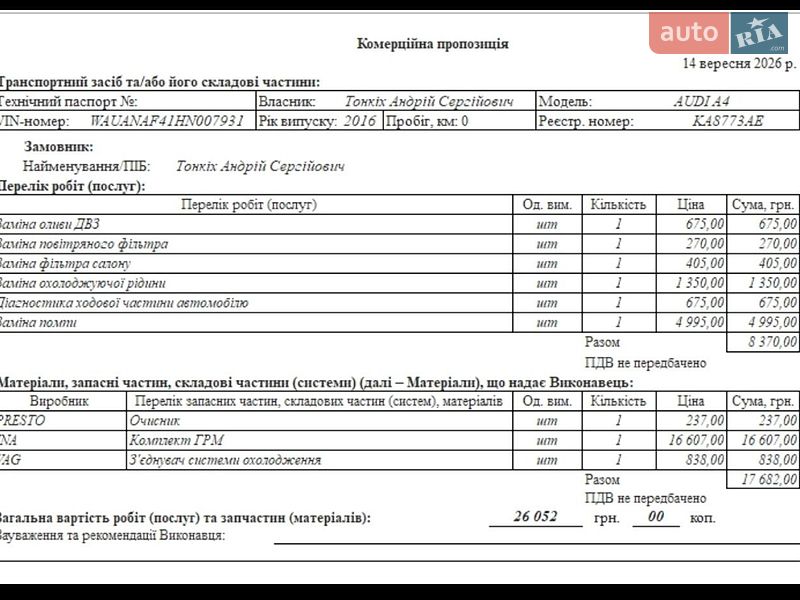Седан Audi A4 2016 в Киеве