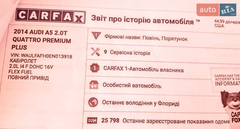 Кабриолет Audi A5 2014 в Киеве