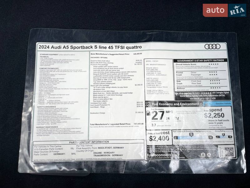 Лифтбек Audi A5 2024 в Киеве фото 69 Лифтбек Audi A5 2024 в Киеве