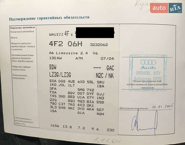 Седан Audi A6 2004 в Николаеве