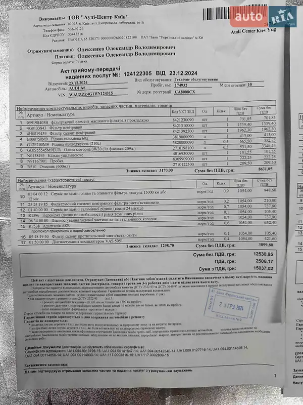 Універсал Audi A6 2017 в Золотоноші документ