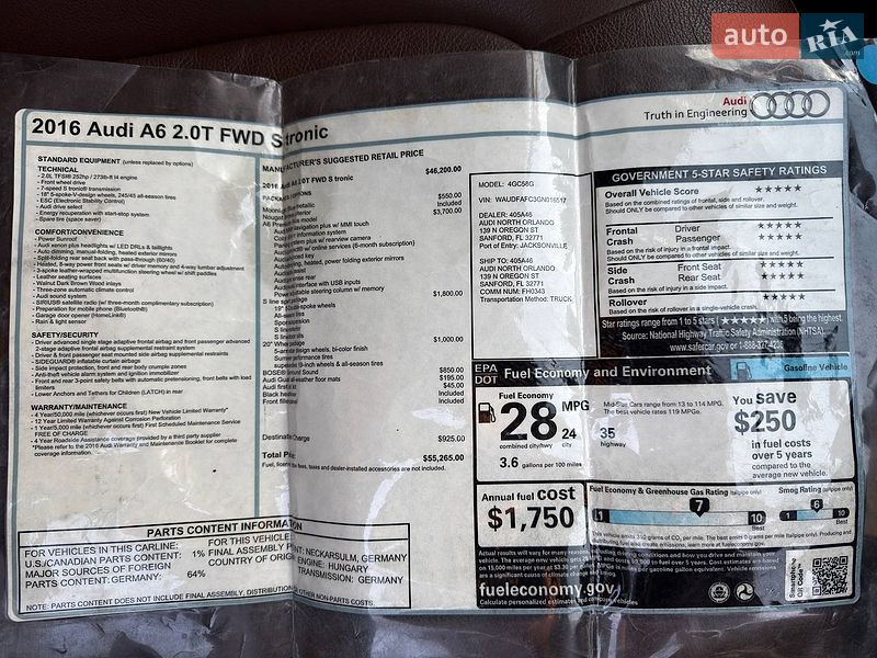 Седан Audi A6 2015 в Кривом Роге