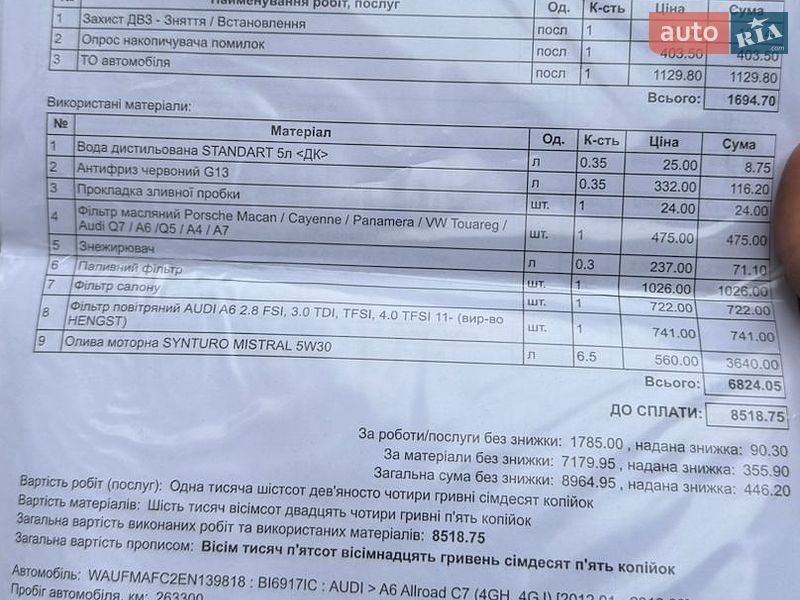 Седан Audi A6 2014 в Полтаві