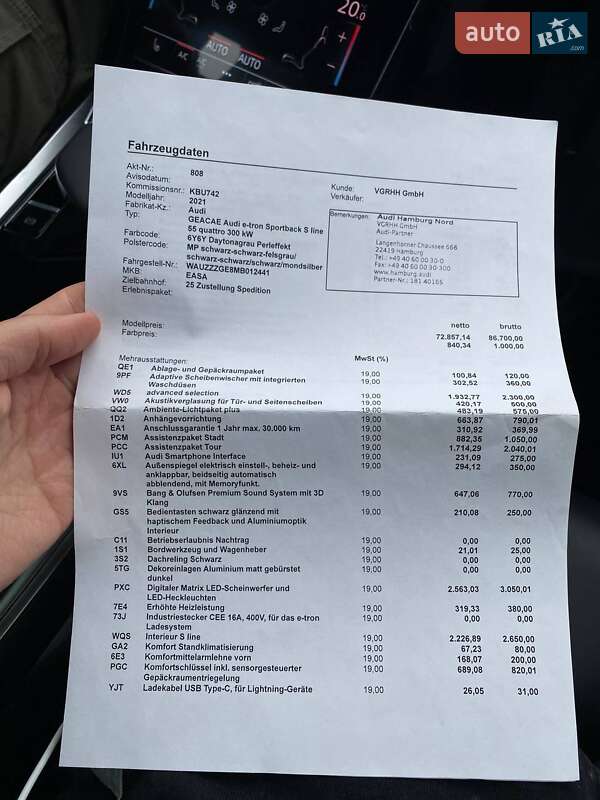 Позашляховик / Кросовер Audi e-tron Sportback 2021 в Києві