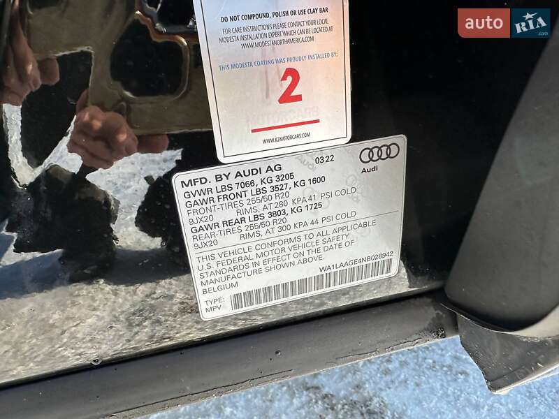 Внедорожник / Кроссовер Audi e-tron 2022 в Львове фото 19 Внедорожник / Кроссовер Audi e-tron 2022 в Львове