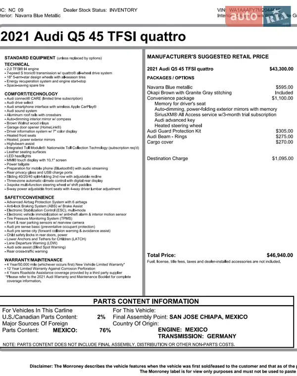 Позашляховик / Кросовер Audi Q5 2020 в Харкові документ