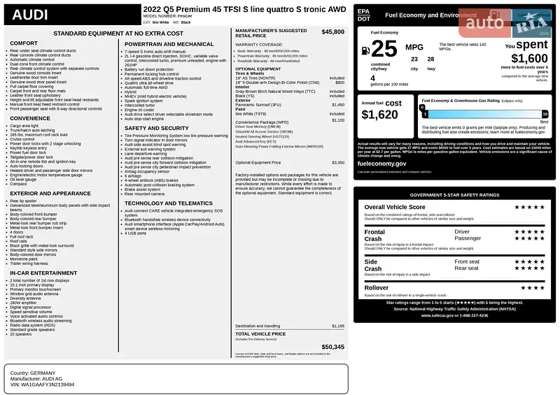 Позашляховик / Кросовер Audi Q5 2022 в Івано-Франківську документ 3 фото Позашляховик / Кросовер Audi Q5 2022 в Івано-Франківську документ