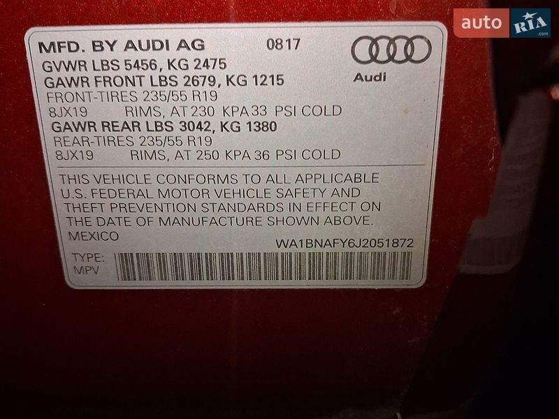 Внедорожник / Кроссовер Audi Q5 2017 в Рожище
