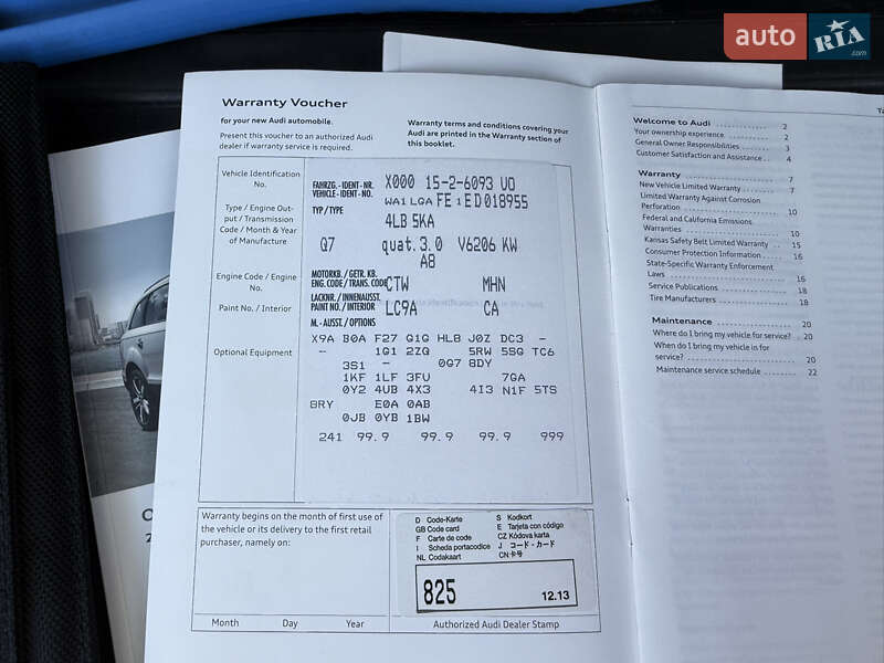 Внедорожник / Кроссовер Audi Q7 2014 в Одессе