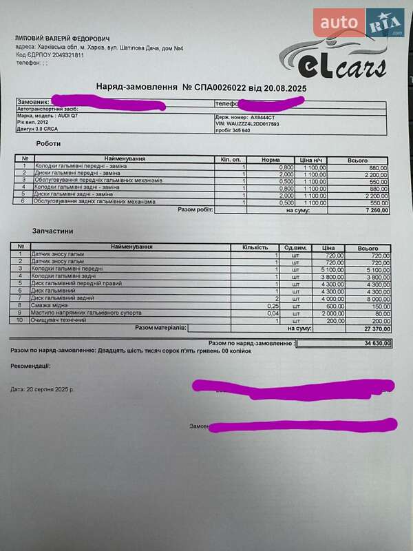 Внедорожник / Кроссовер Audi Q7 2012 в Харькове