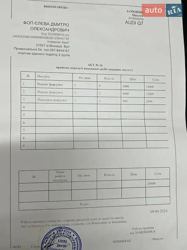 Внедорожник / Кроссовер Audi Q7 2008 в Житомире документ 2 фото Внедорожник / Кроссовер Audi Q7 2008 в Житомире документ