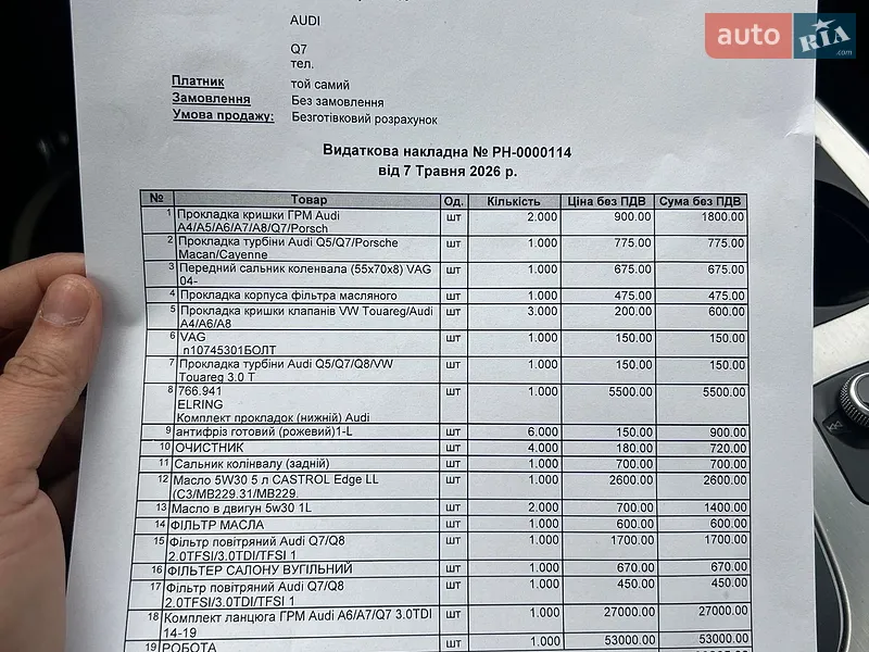 Позашляховик / Кросовер Audi Q7 2017 в Виноградові документ