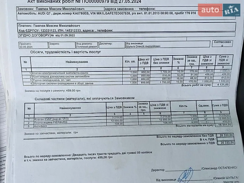 Позашляховик / Кросовер Audi Q7 2014 в Києві документ