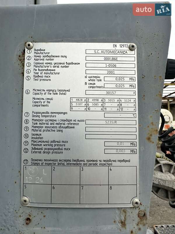 Цистерна Automecanica SLP-8B 2001 в Ужгороде