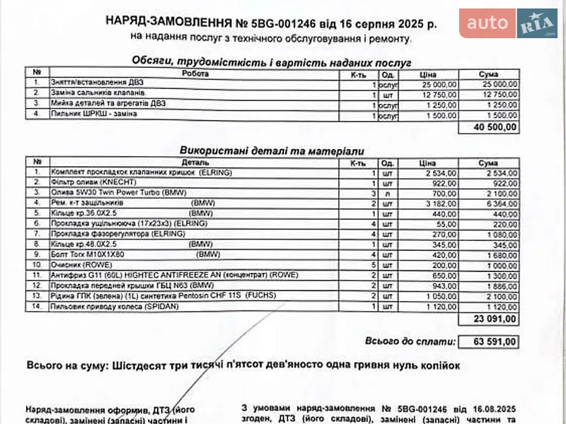Седан BMW 5 Series 2012 в Хмельницком документ