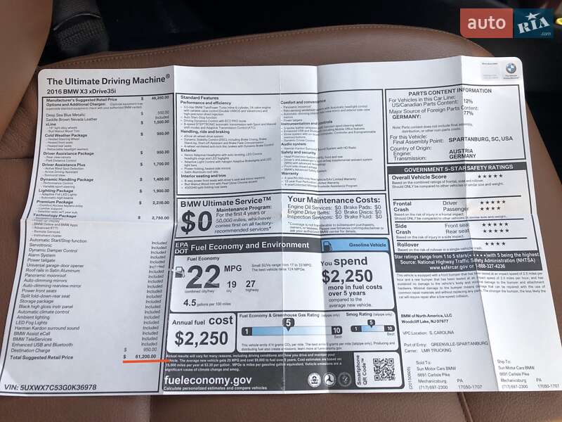 Внедорожник / Кроссовер BMW X3 2015 в Запорожье