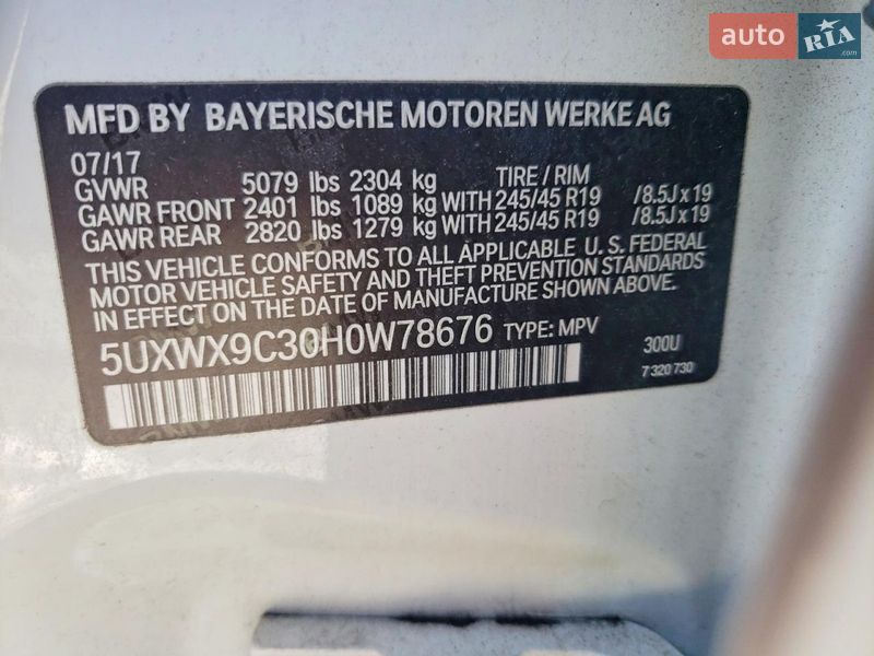 Внедорожник / Кроссовер BMW X3 2017 в Киеве