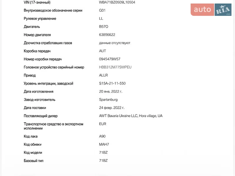 Внедорожник / Кроссовер BMW X3 2022 в Киеве документ