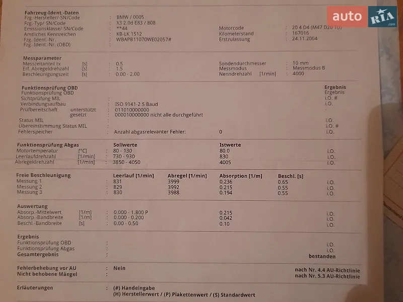 Внедорожник / Кроссовер BMW X3 2004 в Бучаче документ