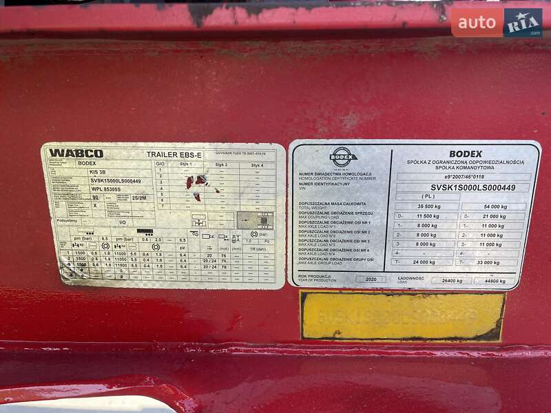 Самосвал полуприцеп Bodex KIS 3W-S 2020 в Виннице