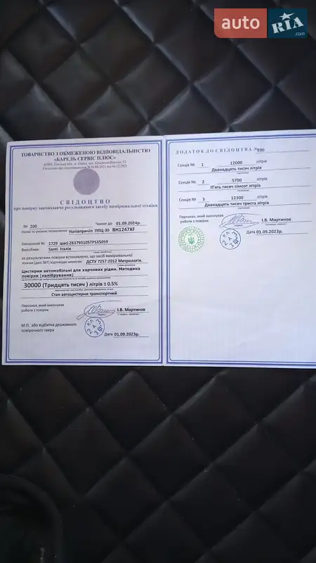 Цистерна полуприцеп Cardi Santi 1996 в Одессе документ