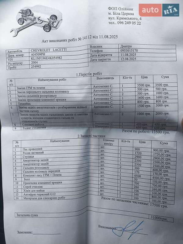 Седан Chevrolet Lacetti 2004 в Білій Церкві