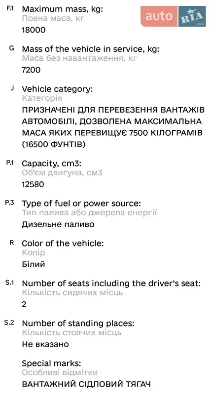Тягач DAF FT 2004 в Броварах документ
