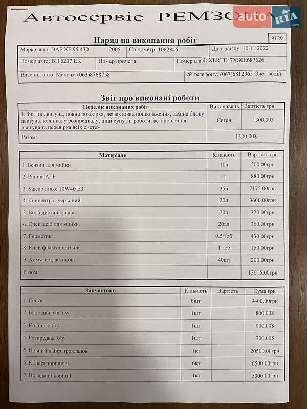 Тягач DAF XF 95 2005 в Одессе