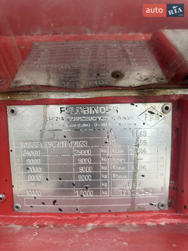 Цистерна напівпричіп Feldbinder FFB 1997 в Вінниці фото 5 Цистерна напівпричіп Feldbinder FFB 1997 в Вінниці