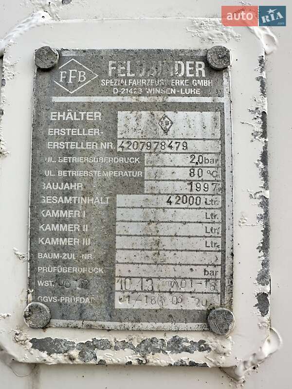 Цистерна полуприцеп Feldbinder KIP 1997 в Луцке