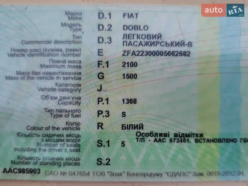 Fiat Doblo 2008 VIN ZFA22300005662682 фото оголошення 17 з 51