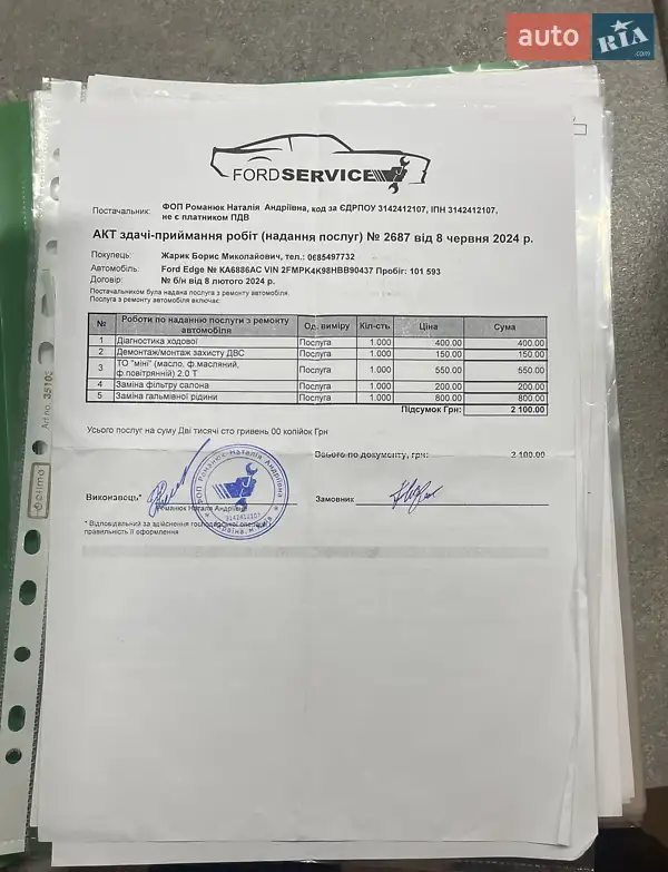 Внедорожник / Кроссовер Ford Edge 2017 в Киеве документ