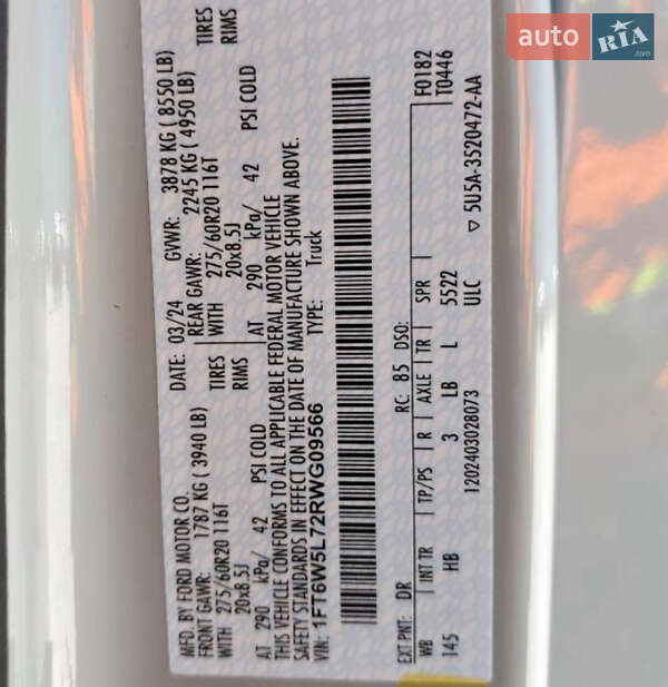 Пікап Ford F-150 2024 в Києві