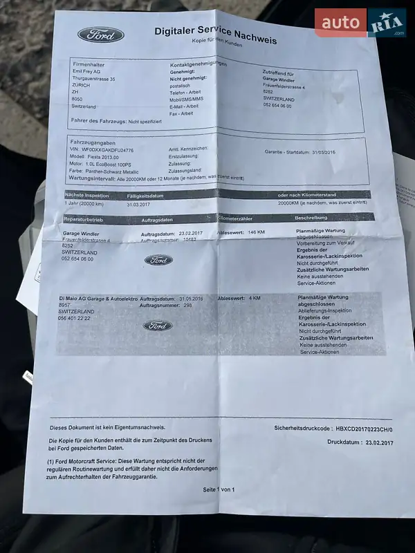 Хэтчбек Ford Fiesta 2015 в Ужгороде документ