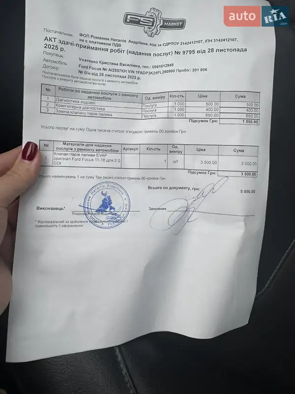 Хэтчбек Ford Focus 2015 в Ирпене документ