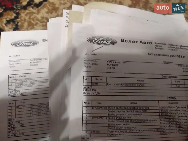 Мінівен Ford Galaxy 2007 в Львові документ