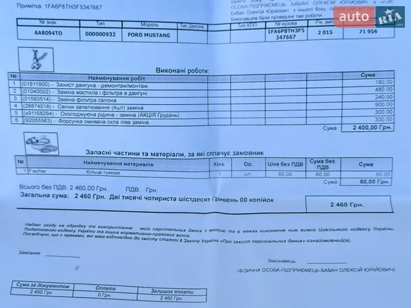 Купе Ford Mustang 2015 в Киеве документ 8 фото Купе Ford Mustang 2015 в Киеве документ