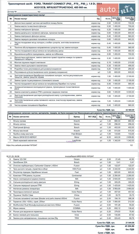 Мінівен Ford Transit Connect 2004 в Боярці документ 3 фото Мінівен Ford Transit Connect 2004 в Боярці документ