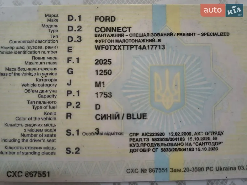 Грузовой фургон Ford Transit Connect 2004 в Киеве документ