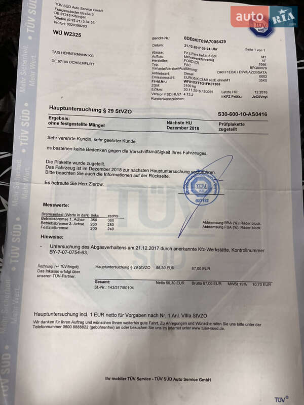 Минивэн Ford Transit Custom 2015 в Самборе