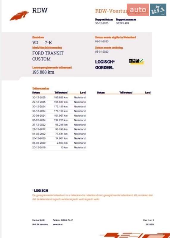 Грузовой фургон Ford Transit Custom 2020 в Виннице