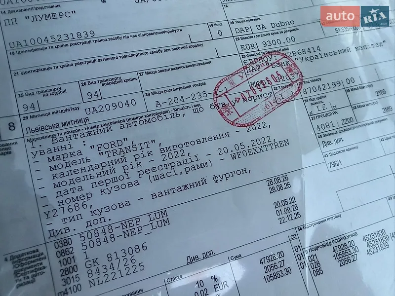 Грузовой фургон Ford Transit 2022 в Ирпене документ