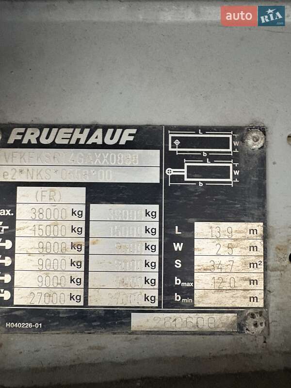 Тентований борт (штора) - напівпричіп Fruehauf F 2016 в Києві