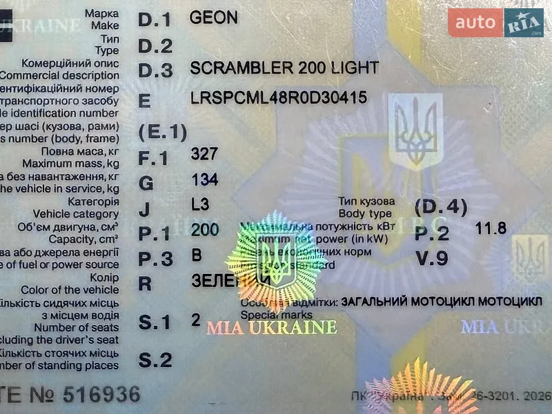 Скремблер Geon Scrambler 2024 в Києві документ